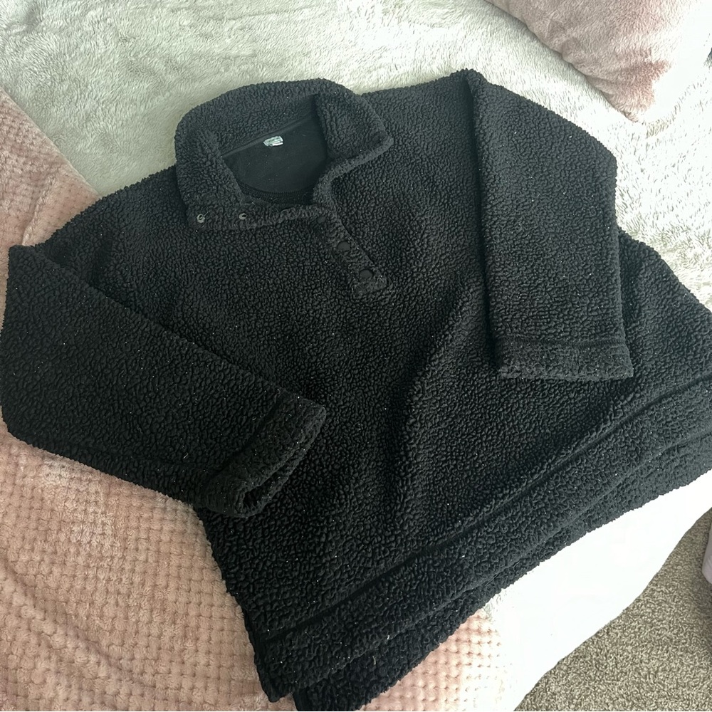 Aerie Sherpa Half Button Sweatshirt with Pockets